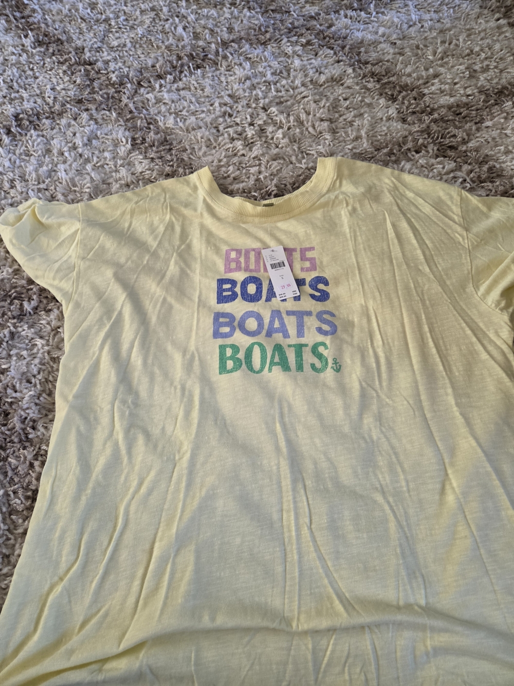Anthropologie Yellow Graphic 'BOATS' Short Sleeve Tee oversized